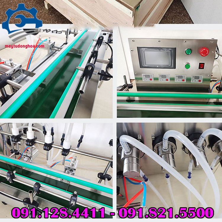 Máy chiết rót định lượng tự động mini, máy chiết rót tinh dầu mini Cấu tạo của máy chiết rót tự động mini