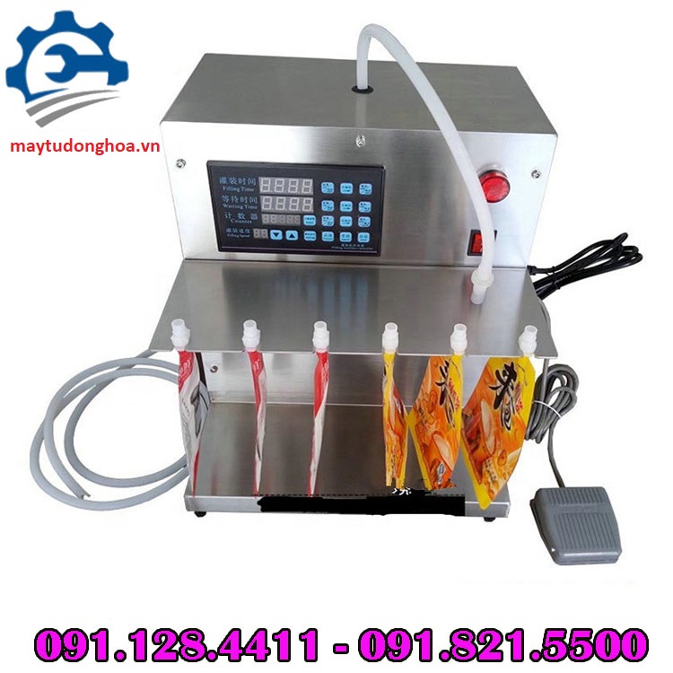 Máy chiết rót dạng túi mini, máy chiết rót túi có vòi chính hãng Máy chiết rót dạng túi bán tự động giá rẻ