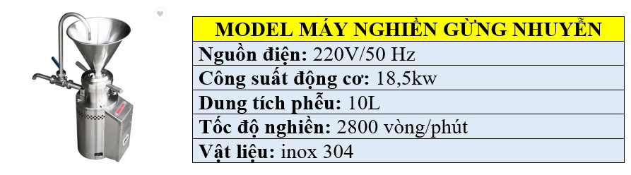 Thông số kỹ thuật máy nghiền nguyên liệu