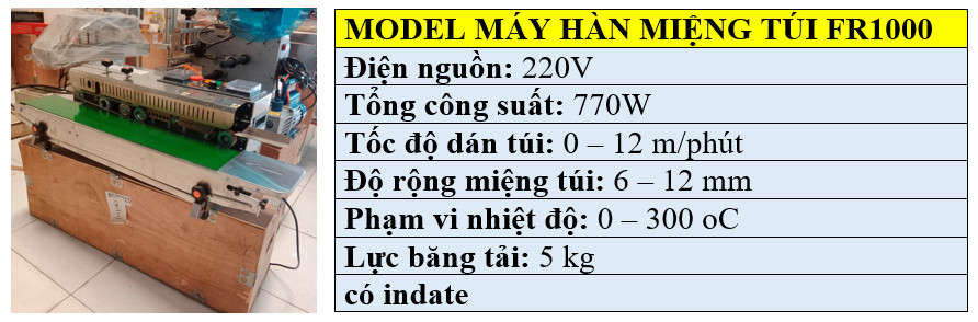 Thông số kỹ thuật máy hàn miệng túi in date 
