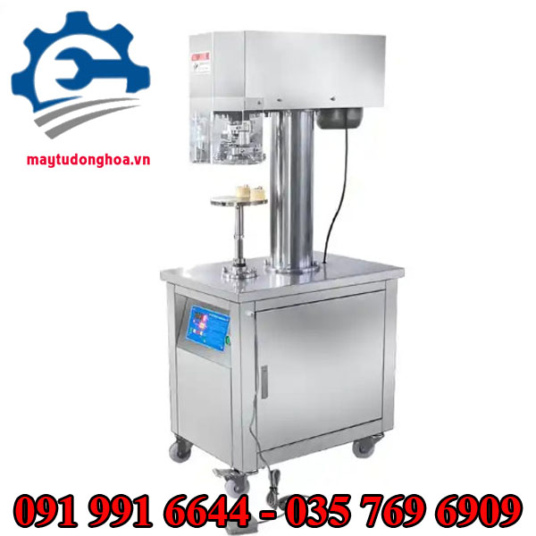 Máy ghép mí lon sữa bột chân cao