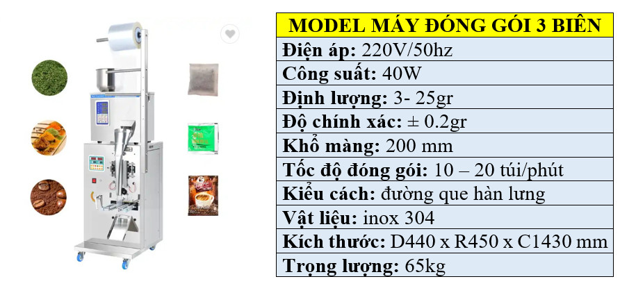 Thông tin kỹ thuật máy đóng gói trà túi lọc