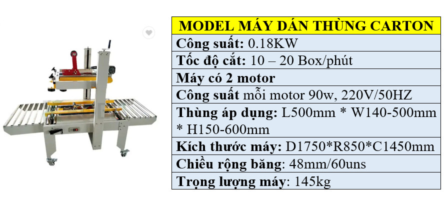 Thông số kỹ thuật máy gấp dán thùng carton