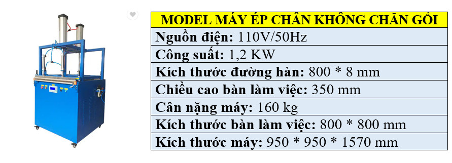Thông số kỹ thuật máy ép chân không giá rẻ