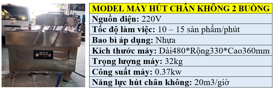 Thông số kỹ thuật máy hút chân không 2 buồng