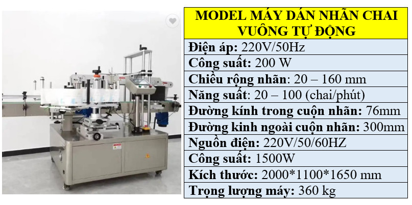 Thông số kỹ thuật máy dán nhãn 2 mặt