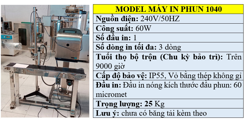 Thông số kỹ thuật máy in phun đa năng