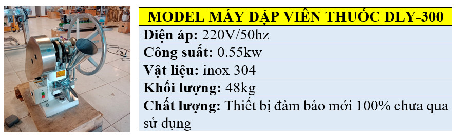 Thông số kỹ thuật máy dập viên nén