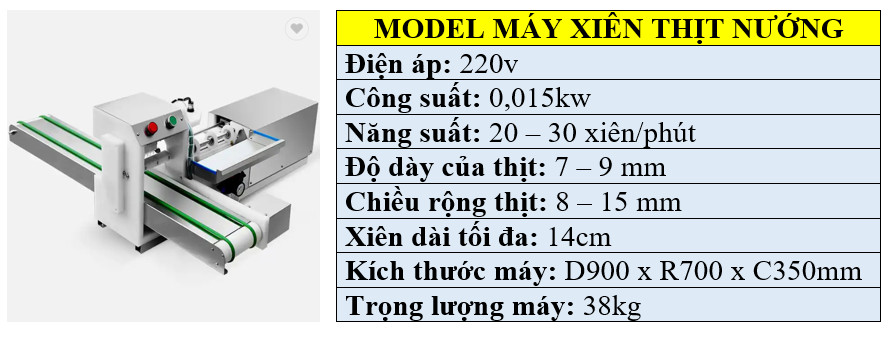 Thông số kỹ thuật máy xiên thịt
