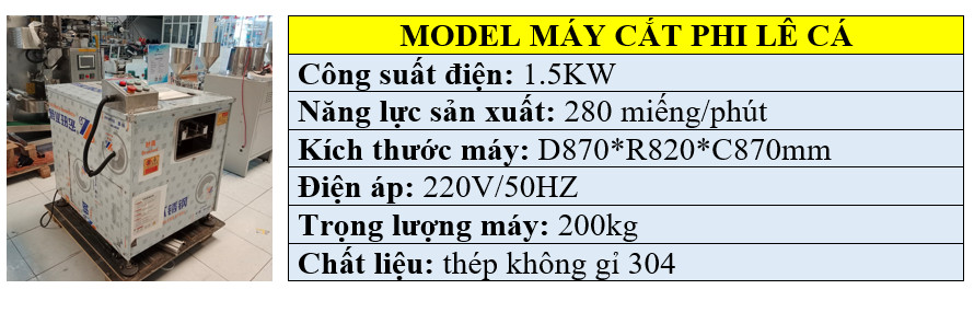 Thông số kỹ thuật máy phi lê cá