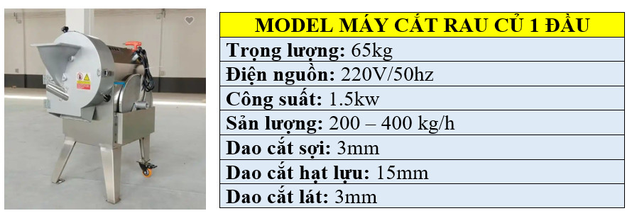 Thông số kỹ thuật máy cắt rau củ quả đa năng