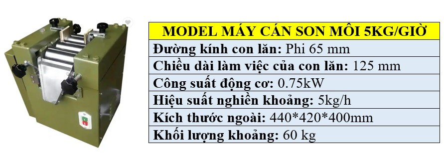 Thông số kỹ thuật máy cán son